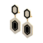MICHAEL M Earrings 14k Yellow Gold / Black Chroma Pavé Hexagon Cocktail Earrings ER490