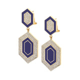 MICHAEL M Earrings 14k Yellow Gold / Blue Chroma Pavé Hexagon Cocktail Earrings ER490