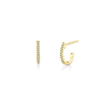 MICHAEL M Earrings 14K Yellow Gold Diamond Huggie Hoop Earrings ER270