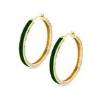 MICHAEL M Earrings 14k Yellow Gold / Green Chroma Pavé Edge Hoop Earrings ER481