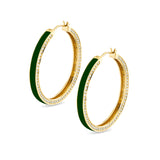 MICHAEL M Earrings 14k Yellow Gold / Green Chroma Pavé Edge Hoop Earrings ER481