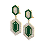 MICHAEL M Earrings 14k Yellow Gold / Green Chroma Pavé Hexagon Cocktail Earrings ER490