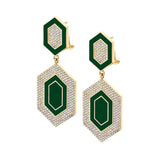 MICHAEL M Earrings 14k Yellow Gold / Green Chroma Pavé Hexagon Cocktail Earrings ER490