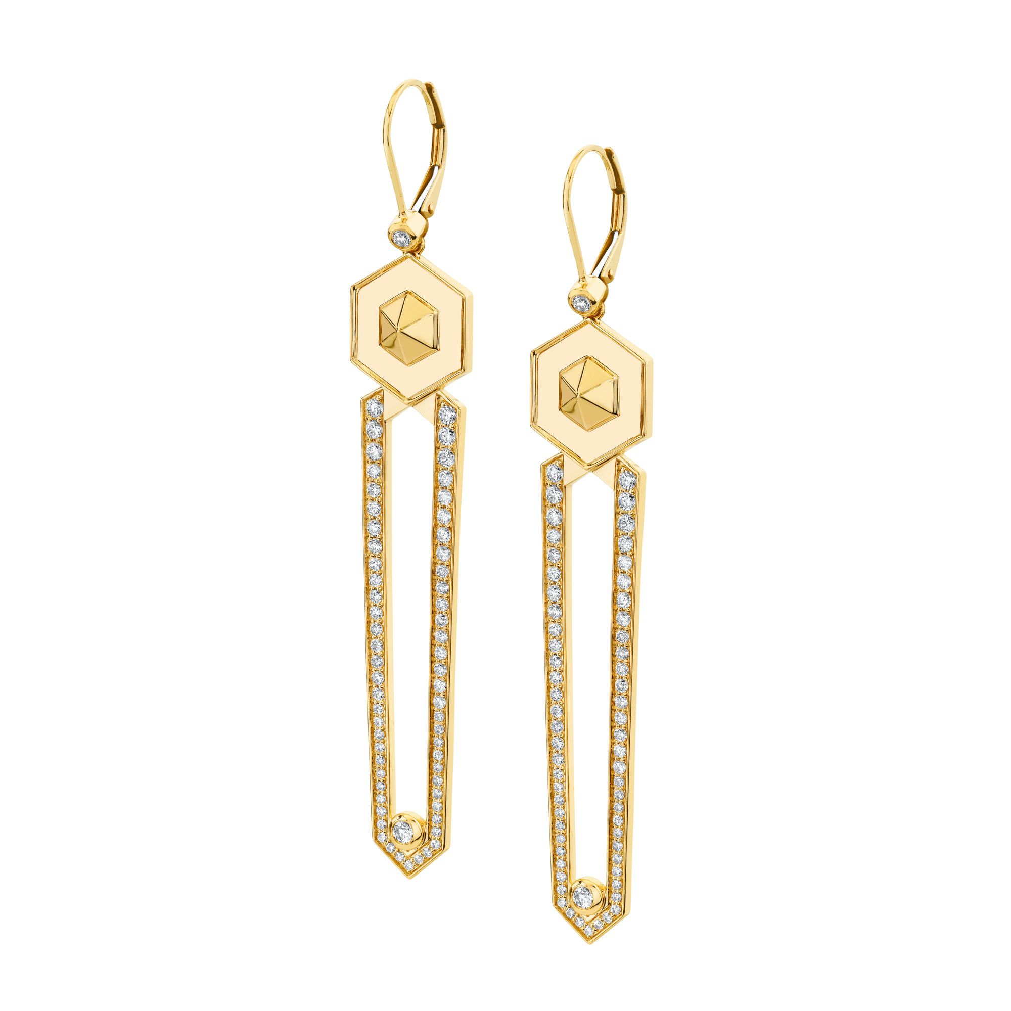 MICHAEL M Earrings 14K Yellow Gold Hex Dagger Earrings ER515