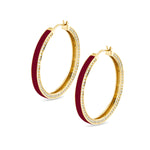MICHAEL M Earrings 14k Yellow Gold / Magenta Chroma Pavé Edge Hoop Earrings ER481