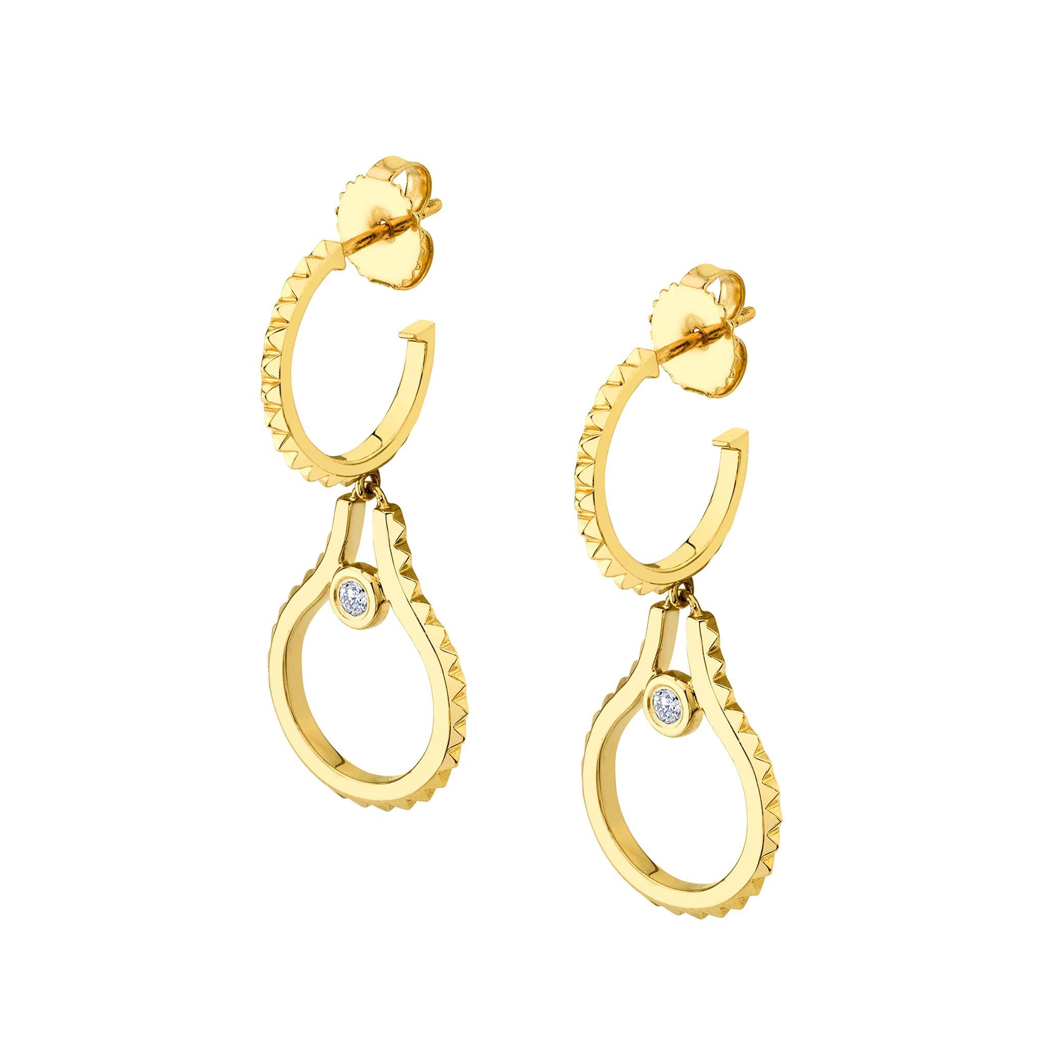 MICHAEL M Earrings 14K Yellow Gold Mini Signature MM Tetra Earrings ER374