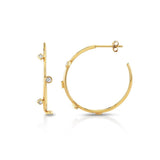 MICHAEL M Earrings 14K Yellow Gold Mixed Shape Bezel Hoops ER413