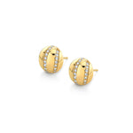 MICHAEL M Earrings 14K Yellow Gold Orb Stripe Button Studs ER531