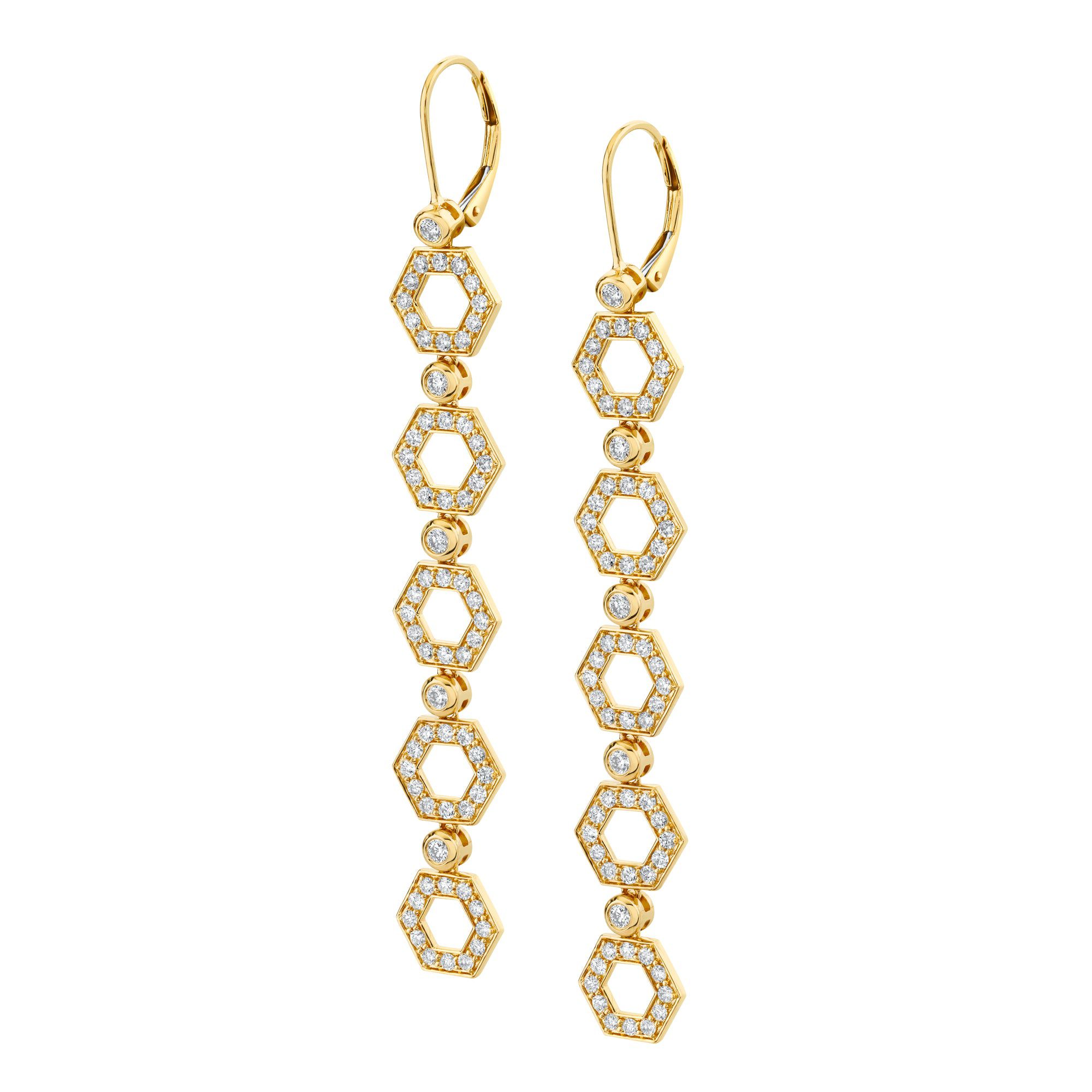 MICHAEL M Earrings 14K Yellow Gold Pavé Hex Long Infinity Earrings ER501