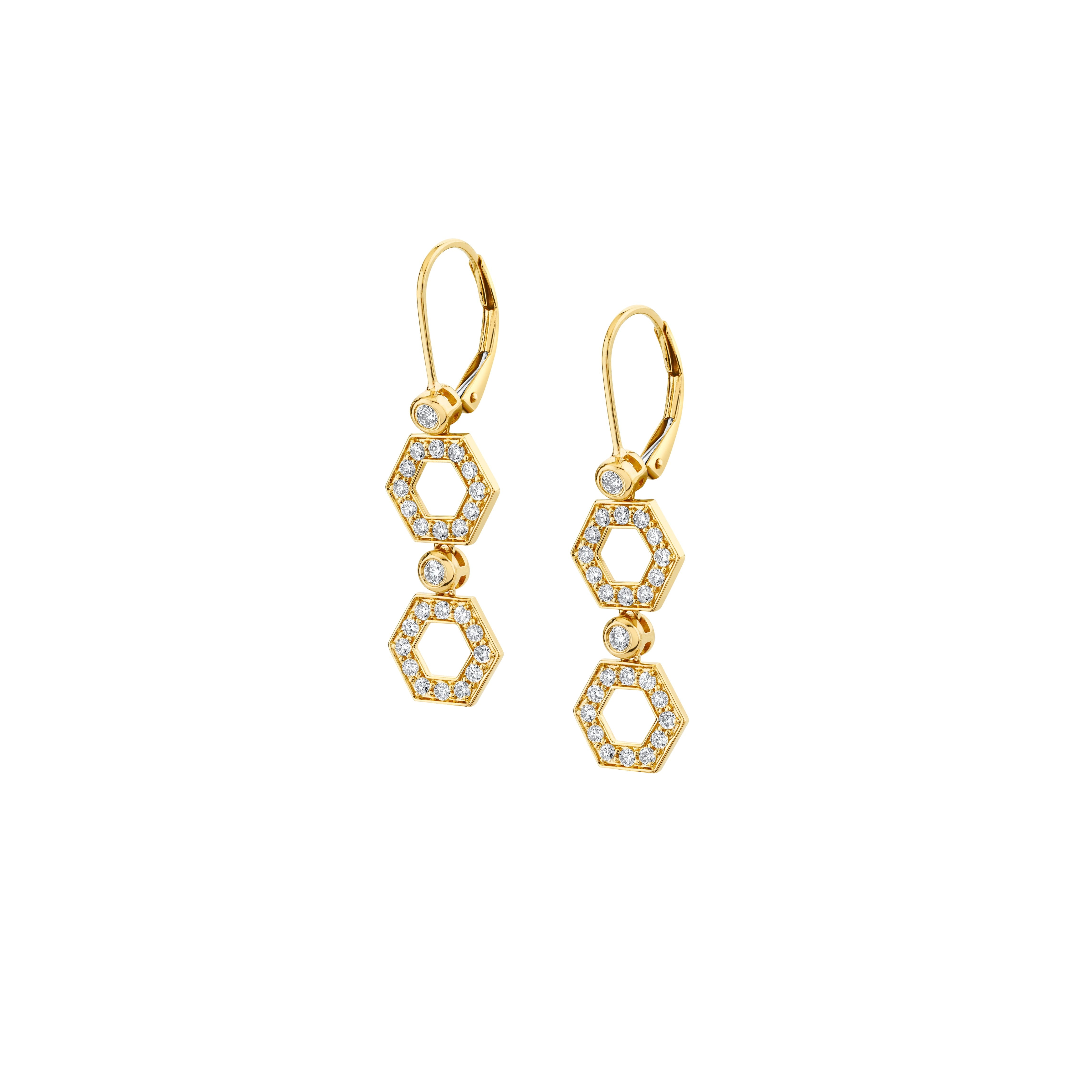 MICHAEL M Earrings 14K Yellow Gold Pavé Hex Short Infinity Earrings ER517