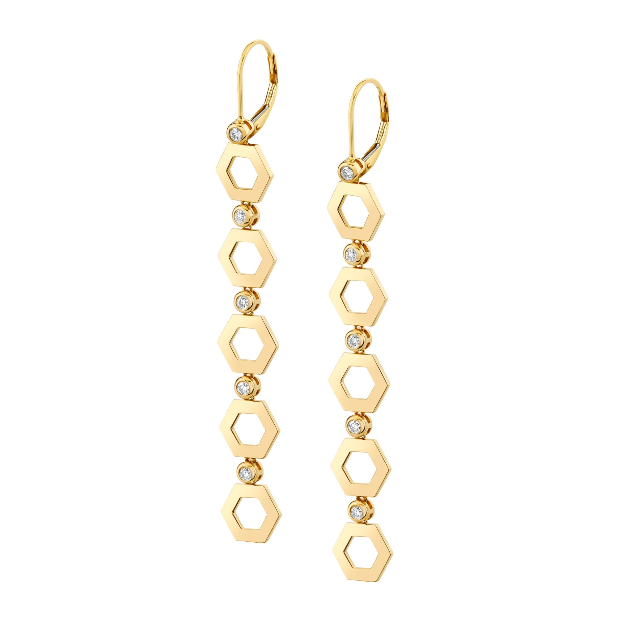 MICHAEL M Earrings 14K Yellow Gold Plain Hex Long Infinity Earrings ER500