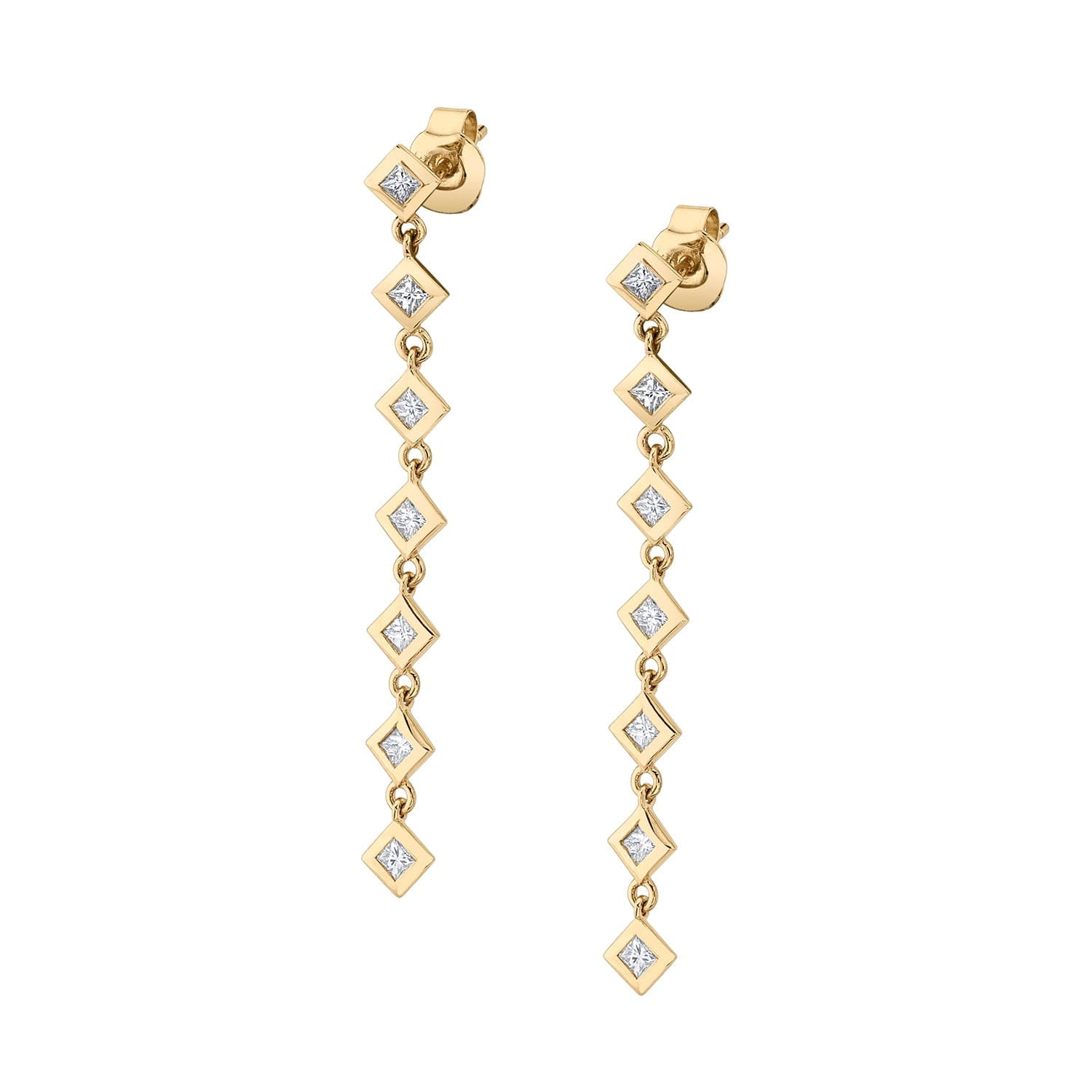 MICHAEL M Earrings 14K Yellow Gold Princess Bezel Tennis Earrings ER415YG