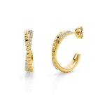 MICHAEL M Earrings 14K Yellow Gold Tetra Crossover Hoops ER349