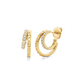 MICHAEL M Earrings 14K Yellow Gold Tetra Double Huggie Hoops ER351