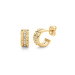 MICHAEL M Earrings 14K Yellow Gold Tetra Pavé Huggie Hoops ER350