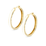 MICHAEL M Earrings 14k Yellow Gold / White Chroma Pavé Edge Hoop Earrings ER481