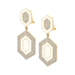 MICHAEL M Earrings 14k Yellow Gold / White Chroma Pavé Hexagon Cocktail Earrings ER490