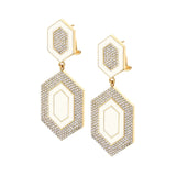 MICHAEL M Earrings 14k Yellow Gold / White Chroma Pavé Hexagon Cocktail Earrings ER490