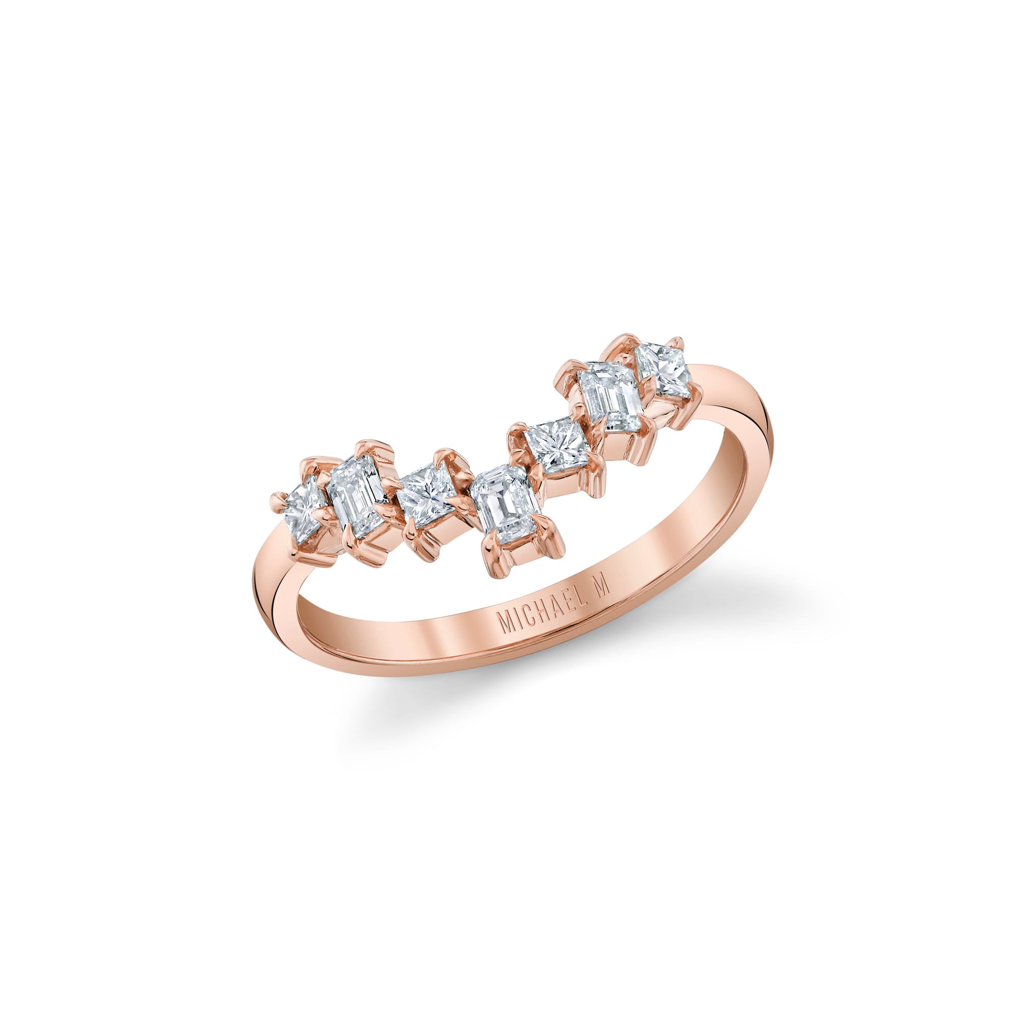 MICHAEL M Earrings 18K Rose Gold / 4 Mini Montage Emerald Chevron Ring F568