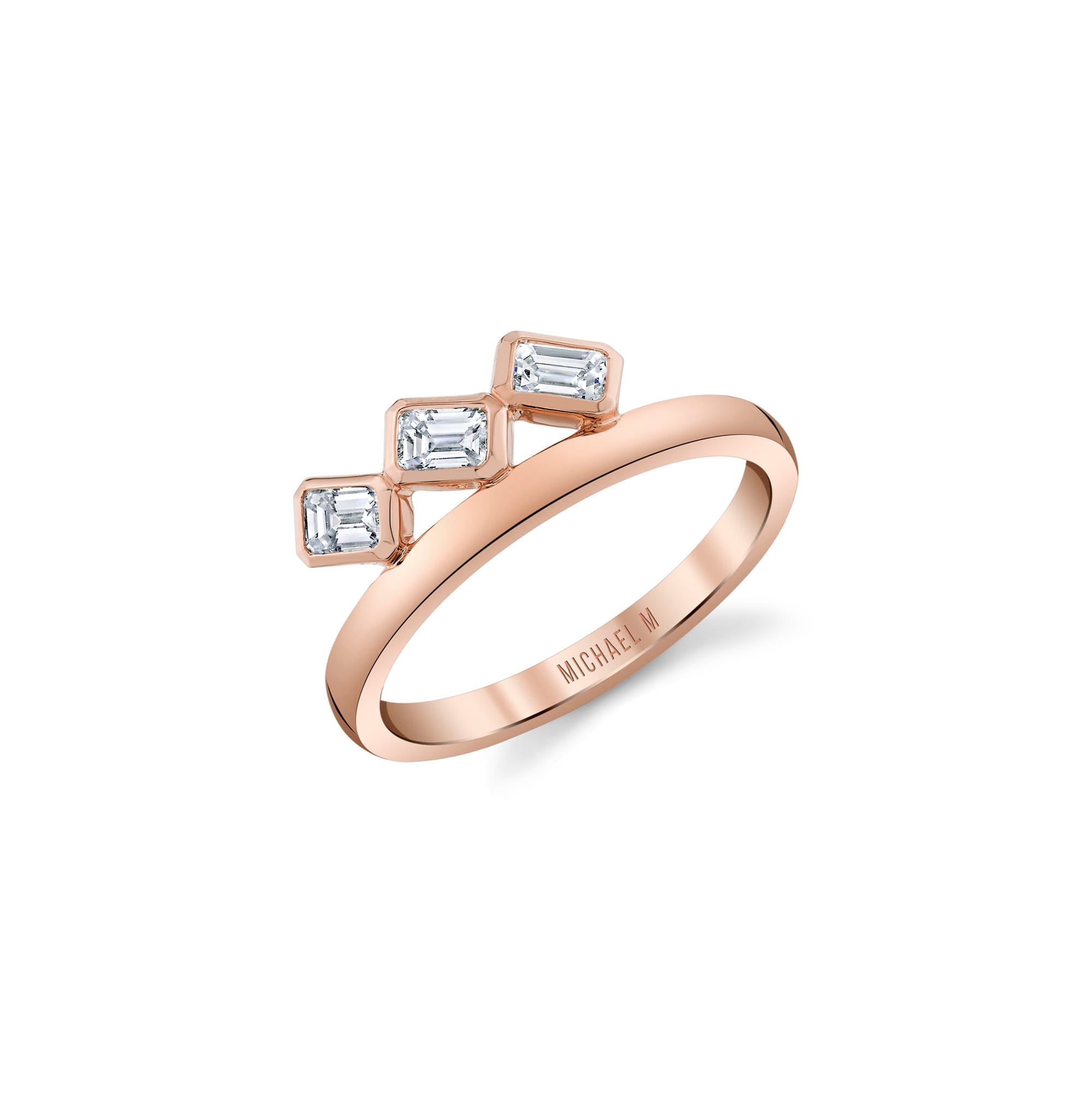 MICHAEL M Earrings 18K Rose Gold / 4 Montage Floating Emerald Ring F556