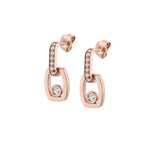 MICHAEL M Earrings 18k Rose Gold Link Earrings with Bezel Set Diamond ER400 - ER400 RG