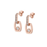 MICHAEL M Earrings 18k Rose Gold Link Earrings with Bezel Set Diamond ER400 - ER400 RG