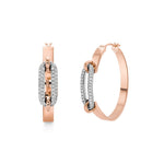 MICHAEL M Earrings 18K Rose Gold with White Gold Pavé Luxe Link Hoop Earrings