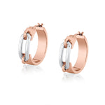 MICHAEL M Earrings 18K Rose Gold with White Gold Wide Luxe Link Hoop Earrings ER361-HP