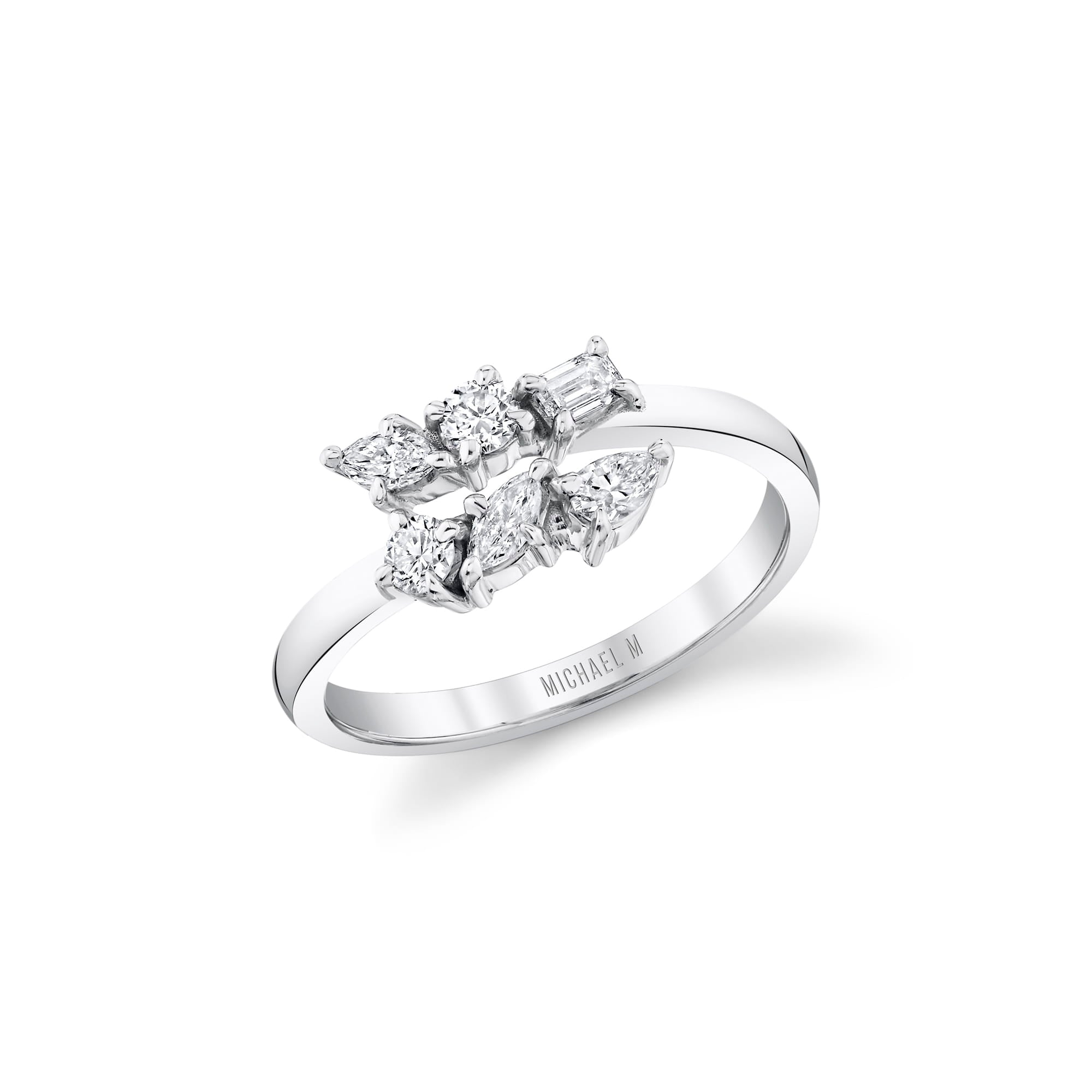 MICHAEL M Earrings 18K White Gold / 4 Mini Montage Bypass Ring F567