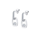 MICHAEL M Earrings 18K White Gold Link Earrings with Bezel Set Diamond ER400 - ER400 WG