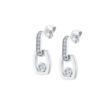 MICHAEL M Earrings 18K White Gold Link Earrings with Bezel Set Diamond ER400 - ER400 WG