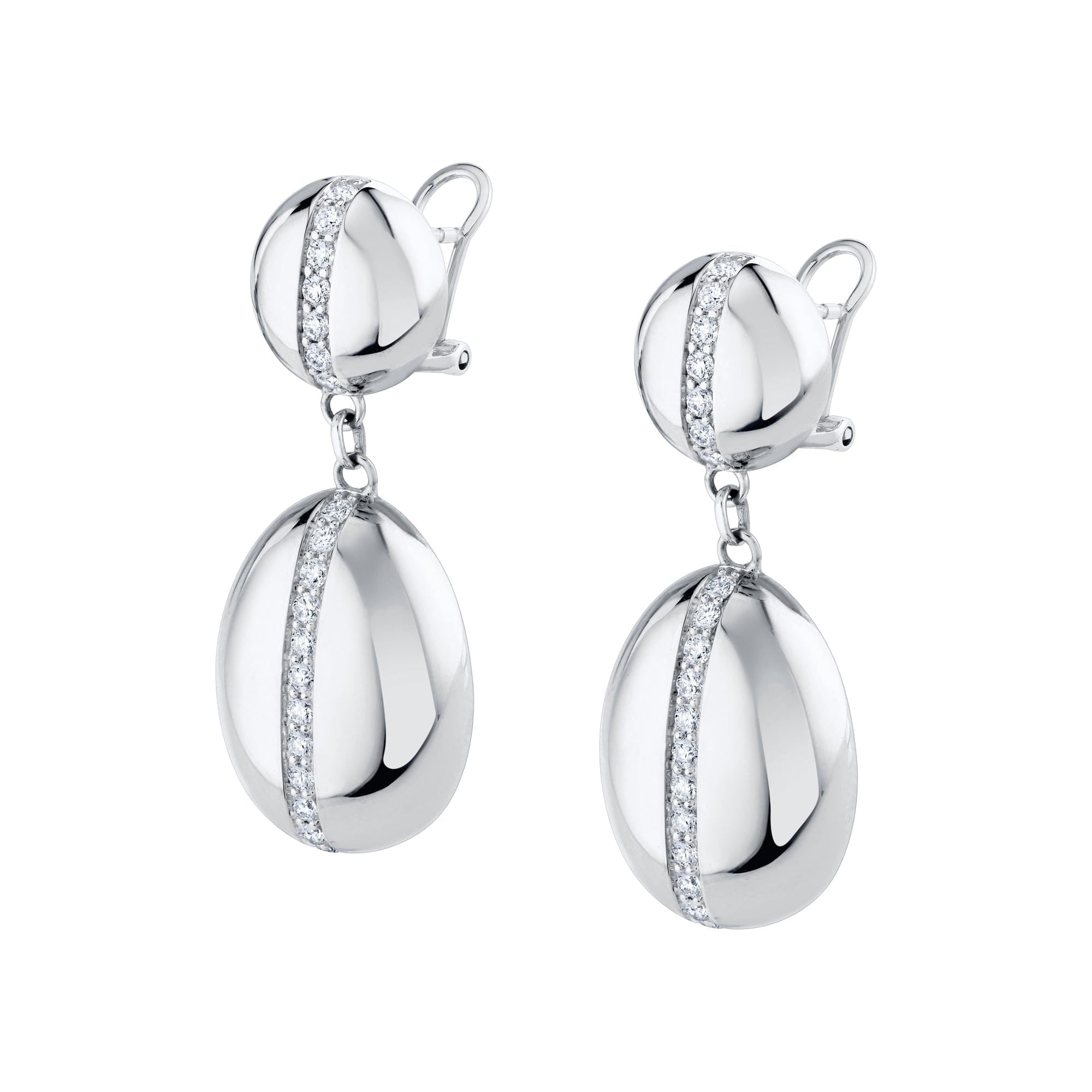 MICHAEL M Earrings 18K White Gold Orb Double Drop Earrings ER623