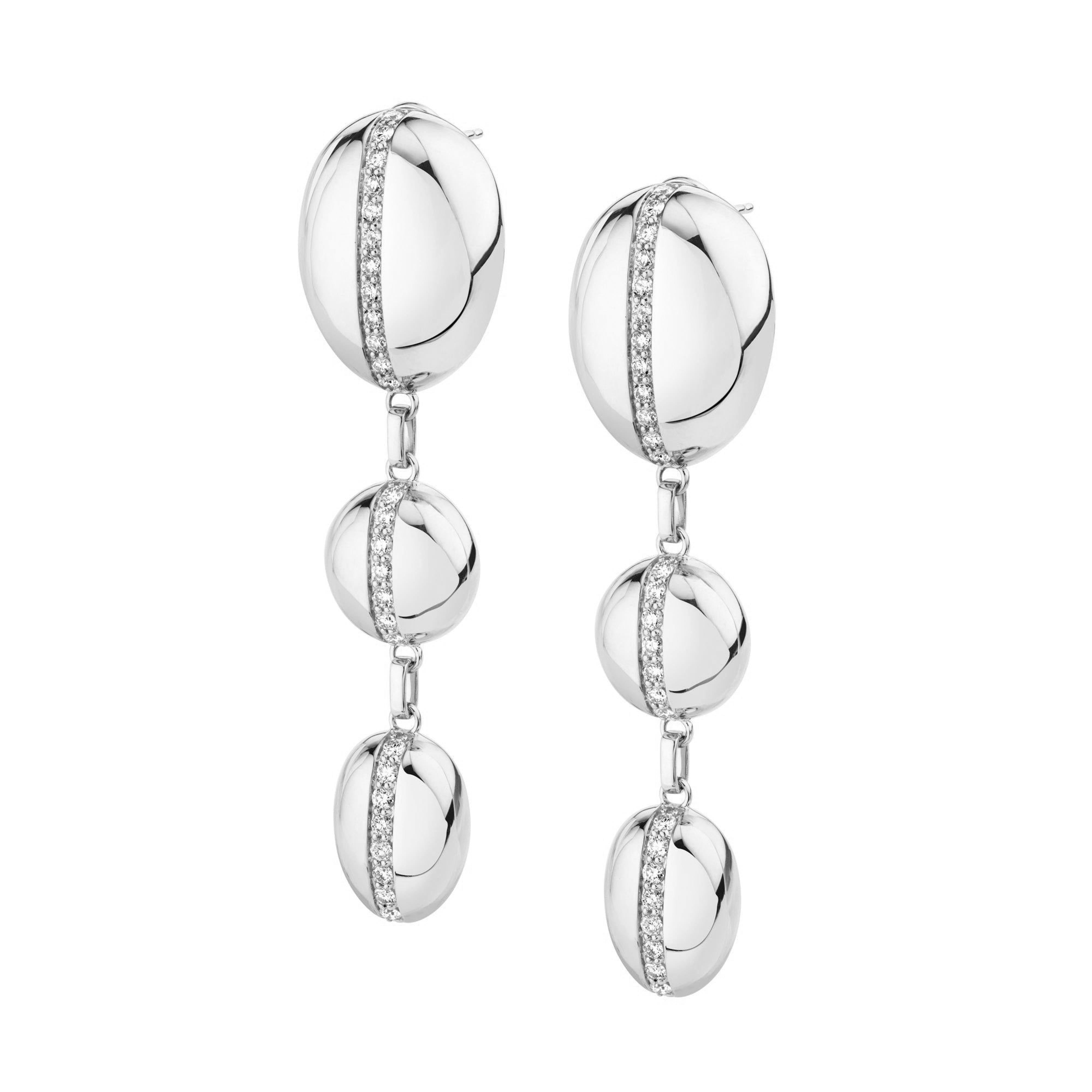 MICHAEL M Earrings 18K White Gold Orb Split Drop Earrings ER526