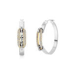 MICHAEL M Earrings 18K White Gold with Yellow Gold Pavé Luxe Link Hoop Earrings ER362