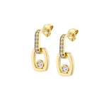 MICHAEL M Earrings 18K Yellow Gold Link Earrings with Bezel Set Diamond ER400 - ER400 YG