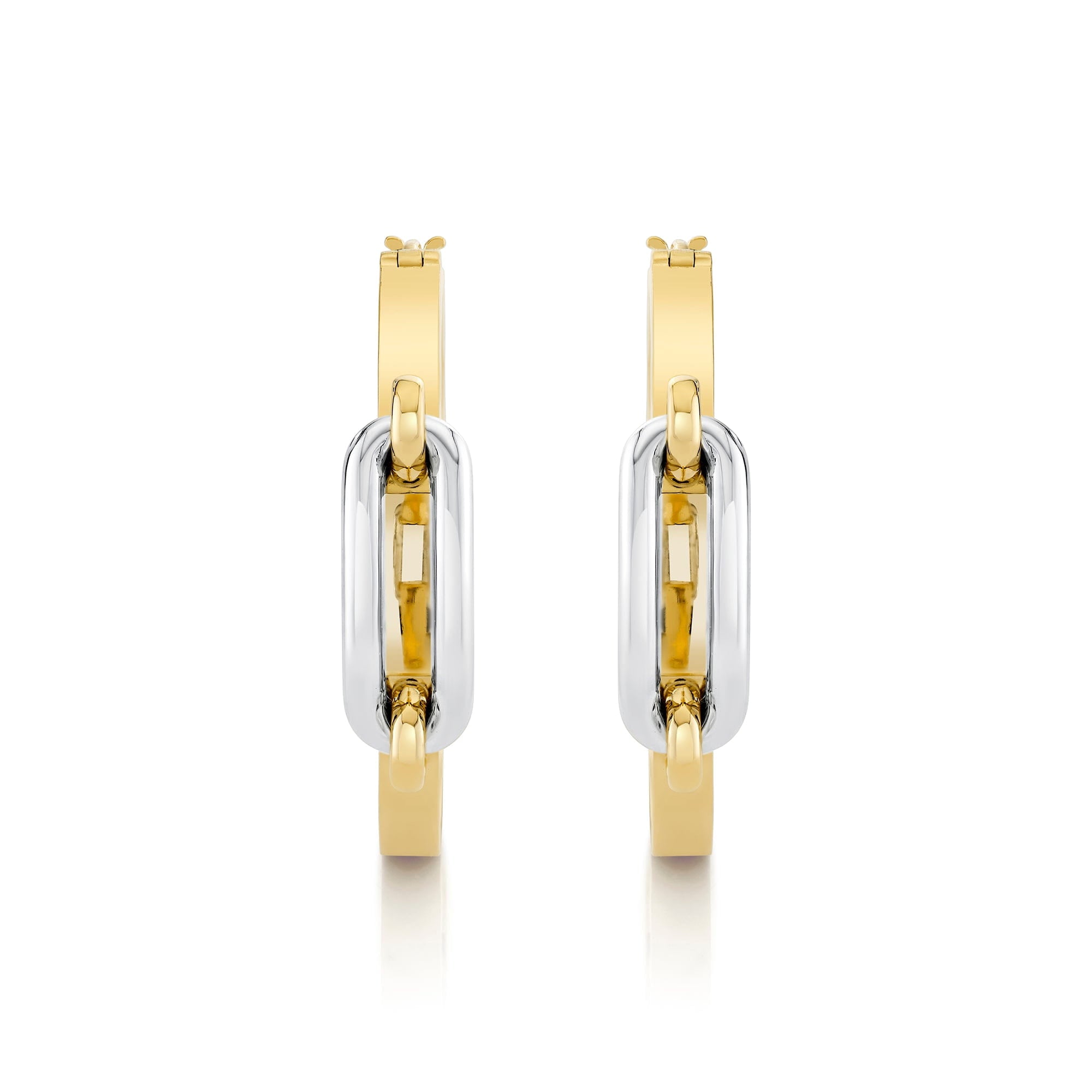 MICHAEL M Earrings 18K Yellow Gold with White Gold Link Hoop Earrings ER362HP