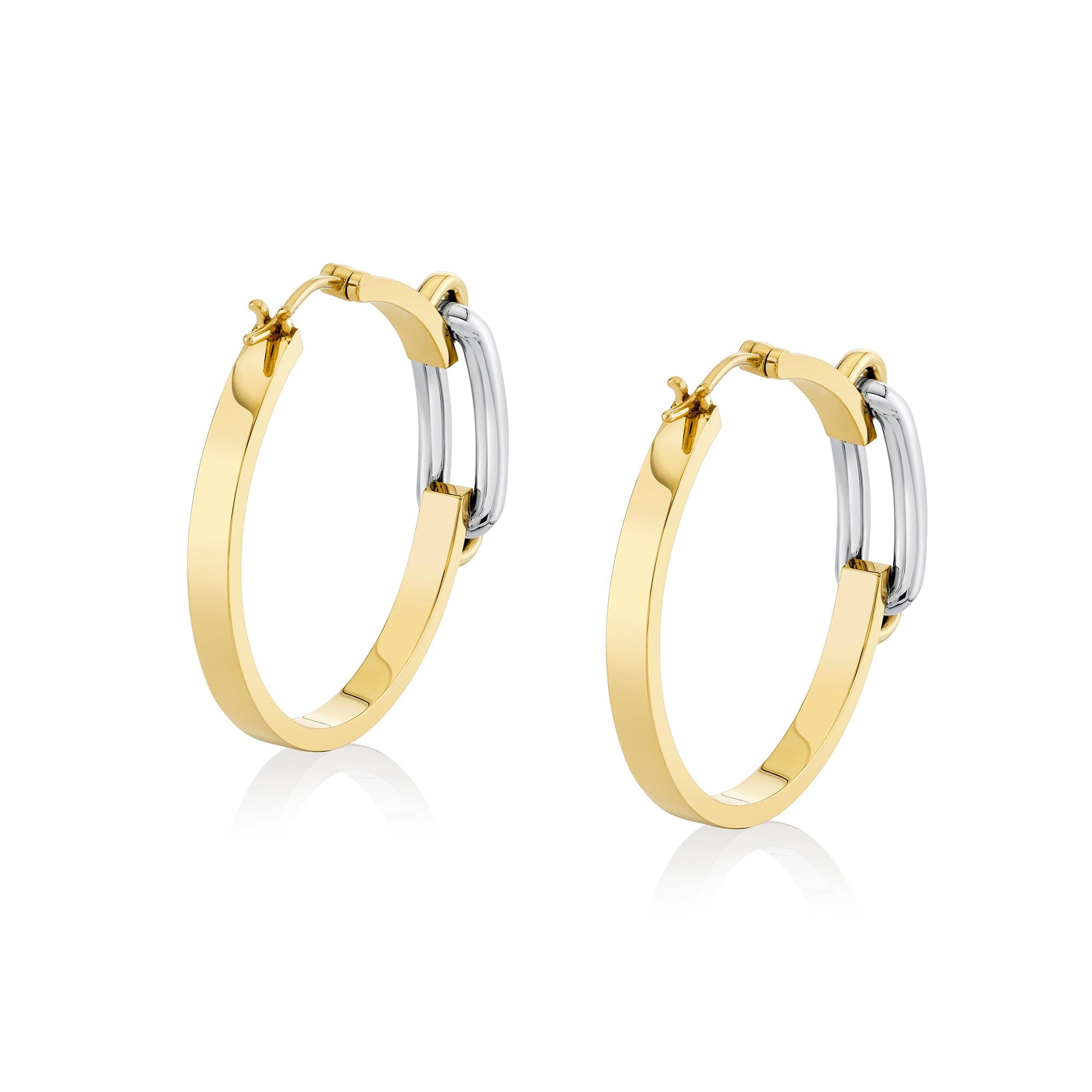 MICHAEL M Earrings 18K Yellow Gold with White Gold Link Hoop Earrings ER362HP