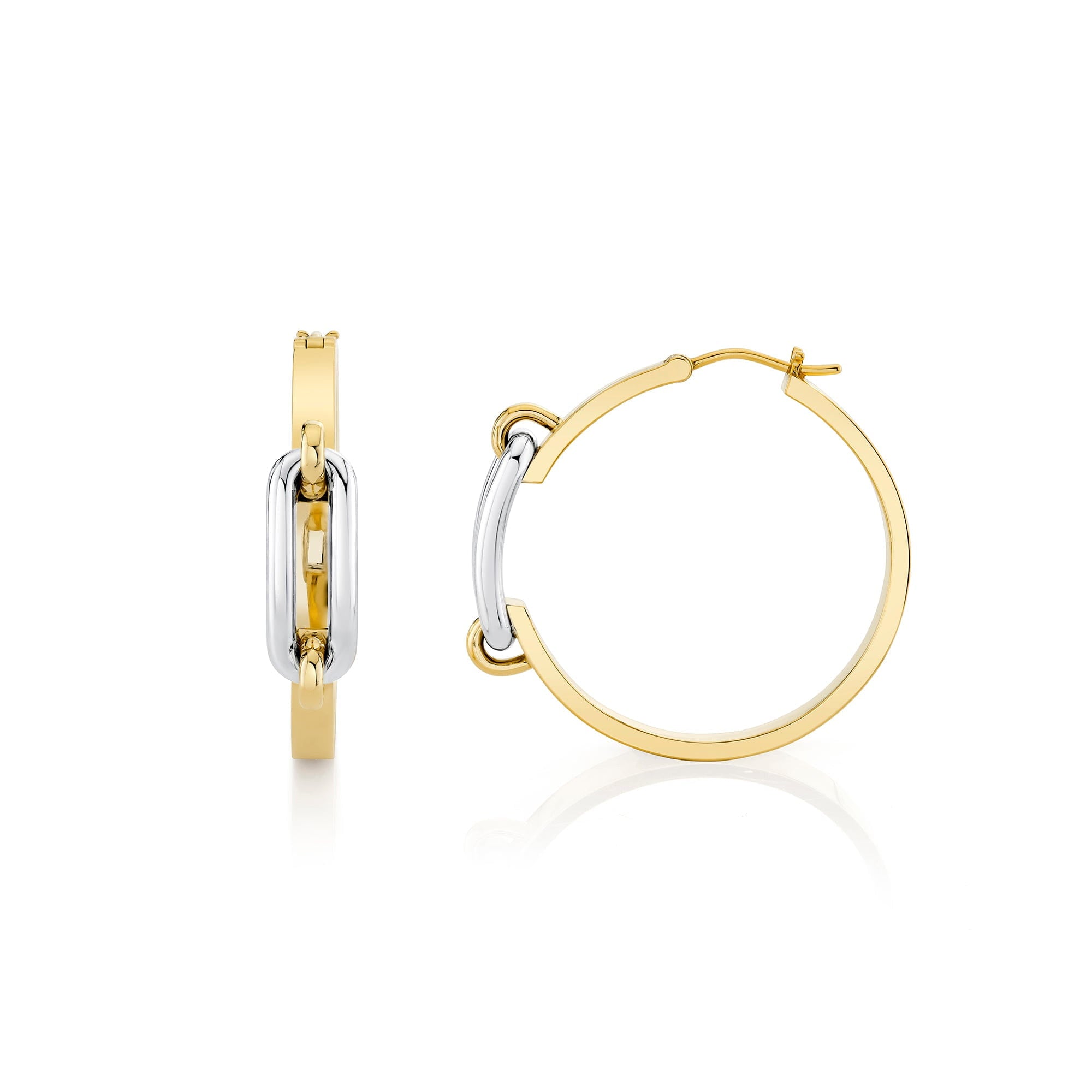 MICHAEL M Earrings 18K Yellow Gold with White Gold Link Hoop Earrings ER362HP