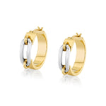 MICHAEL M Earrings 18K Yellow Gold with White Gold Wide Luxe Link Hoop Earrings ER361-HP
