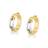 MICHAEL M Earrings 18K Yellow Gold with White Gold Wide Luxe Link Hoop Earrings ER361-HP