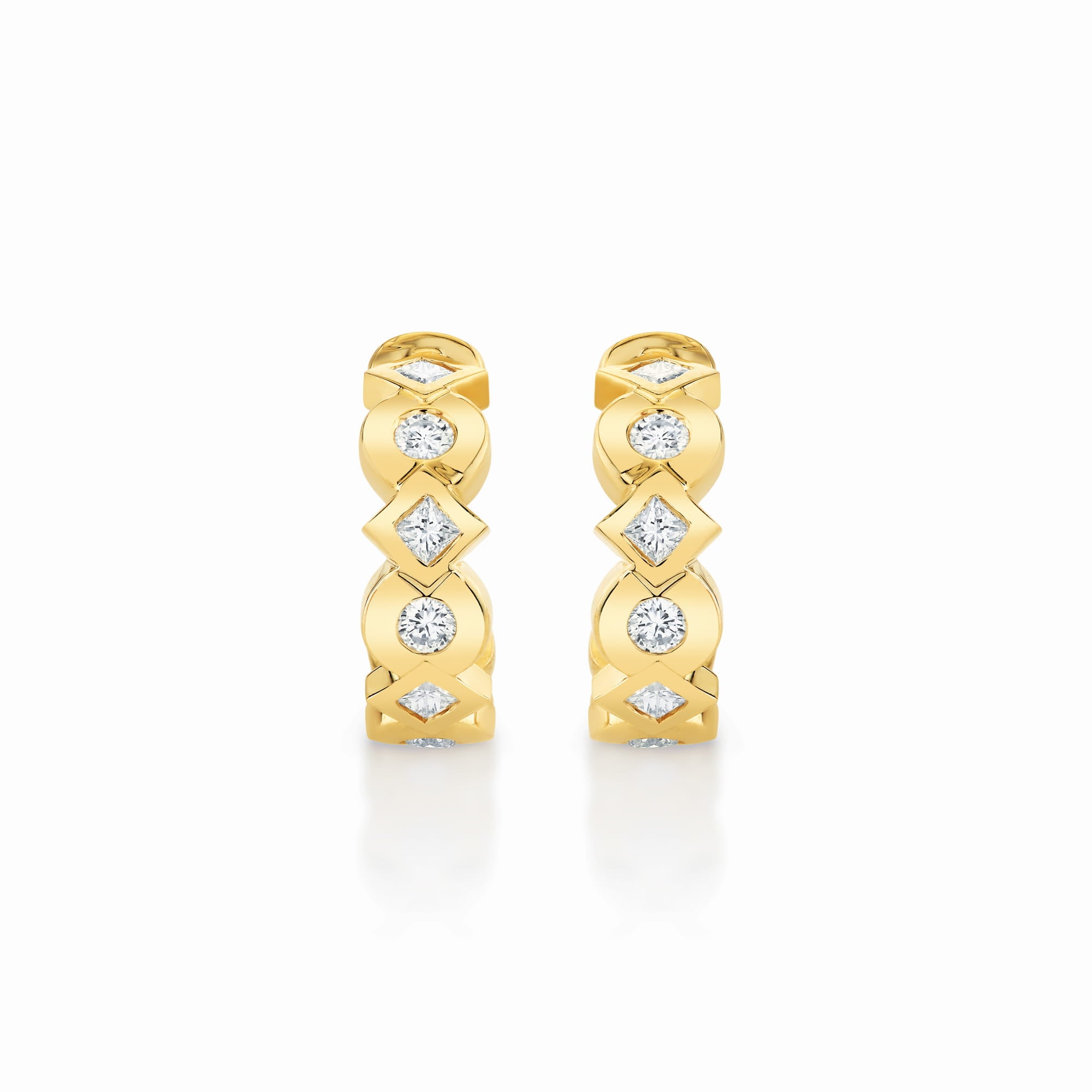 MICHAEL M Earrings Bezel Round and Princess Hoops