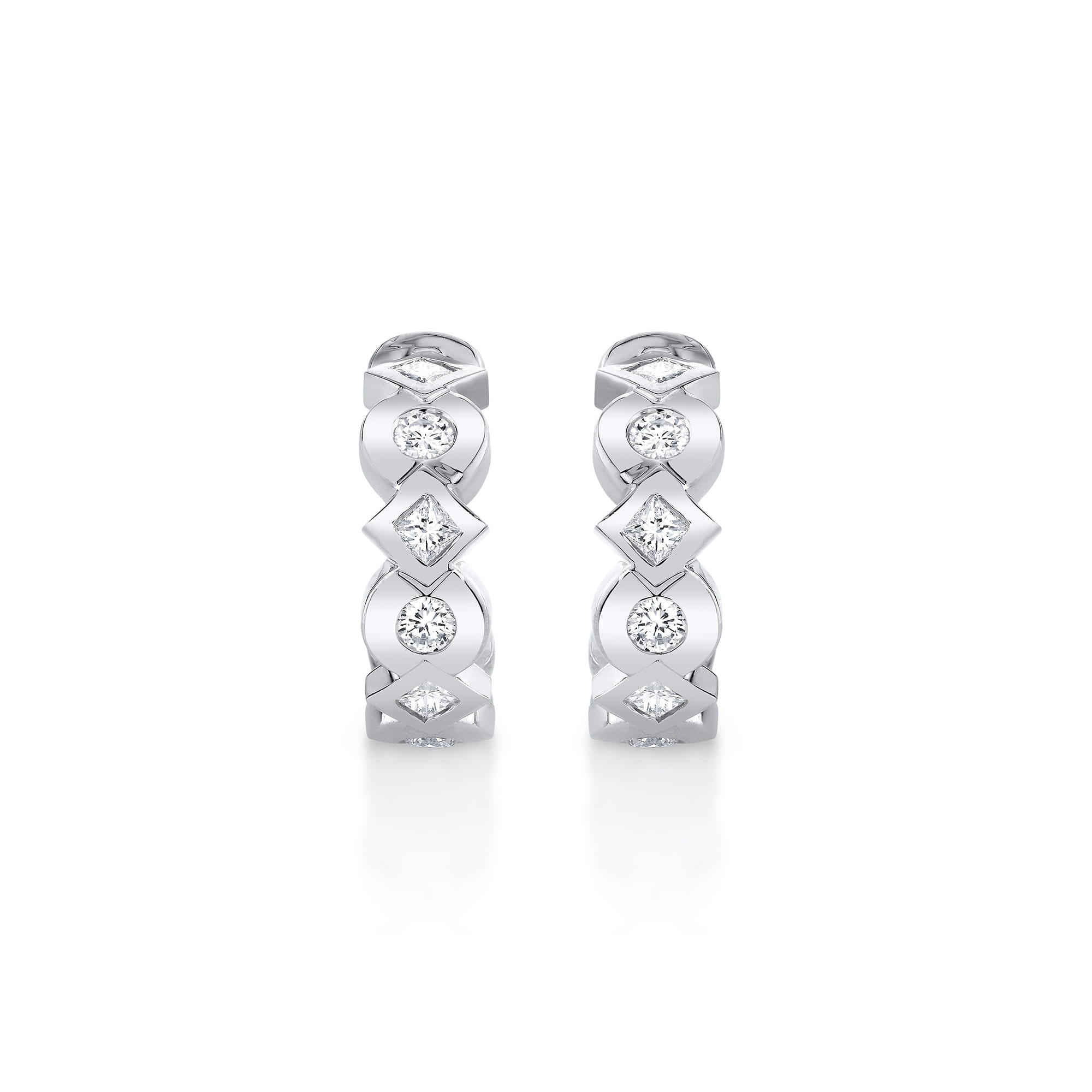 MICHAEL M Earrings Bezel Round and Princess Hoops