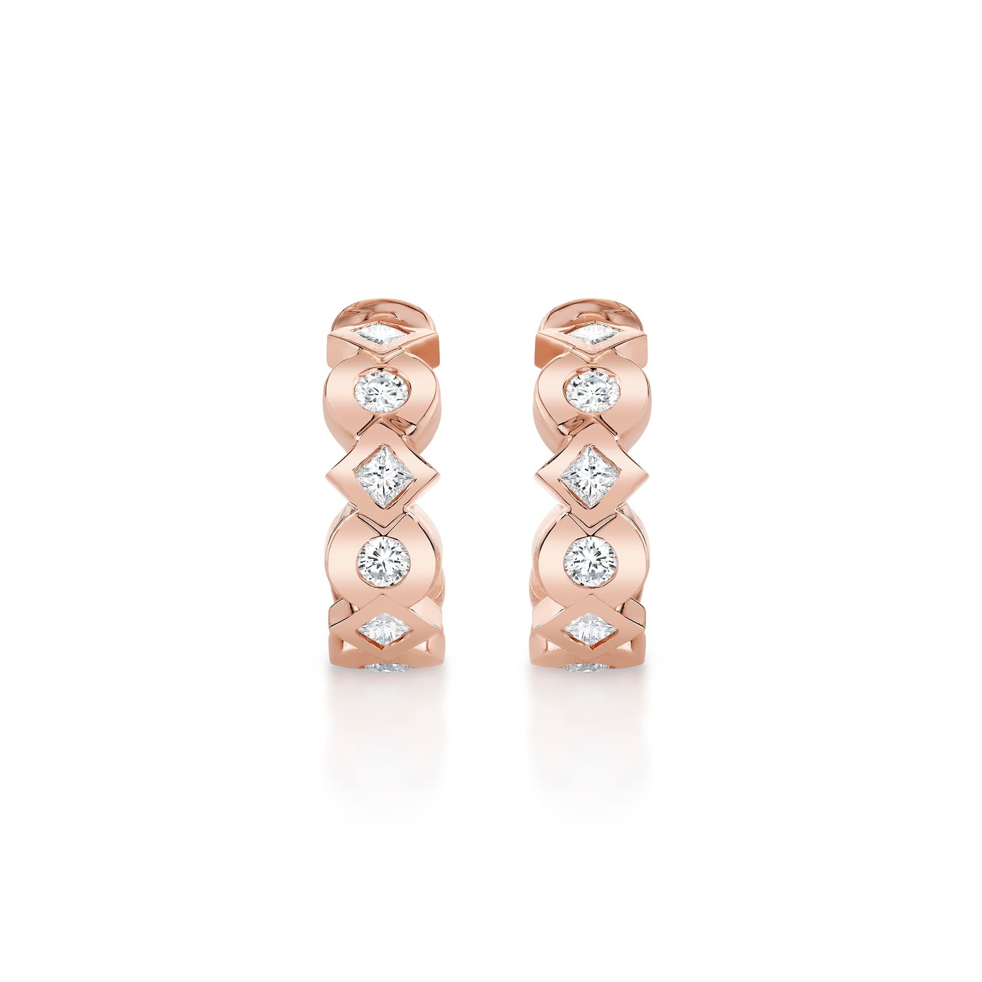MICHAEL M Earrings Bezel Round and Princess Hoops