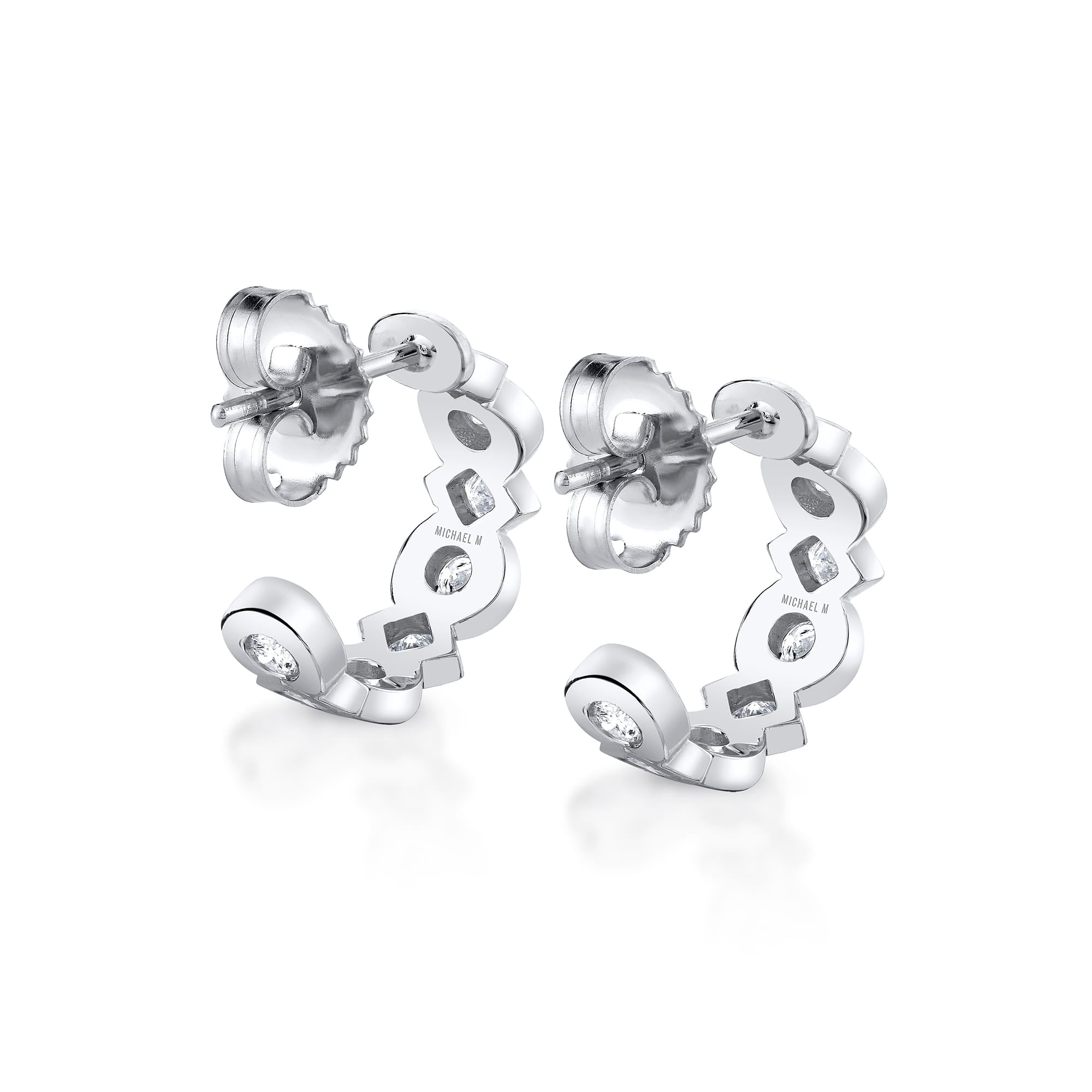 MICHAEL M Earrings Bezel Round and Princess Hoops