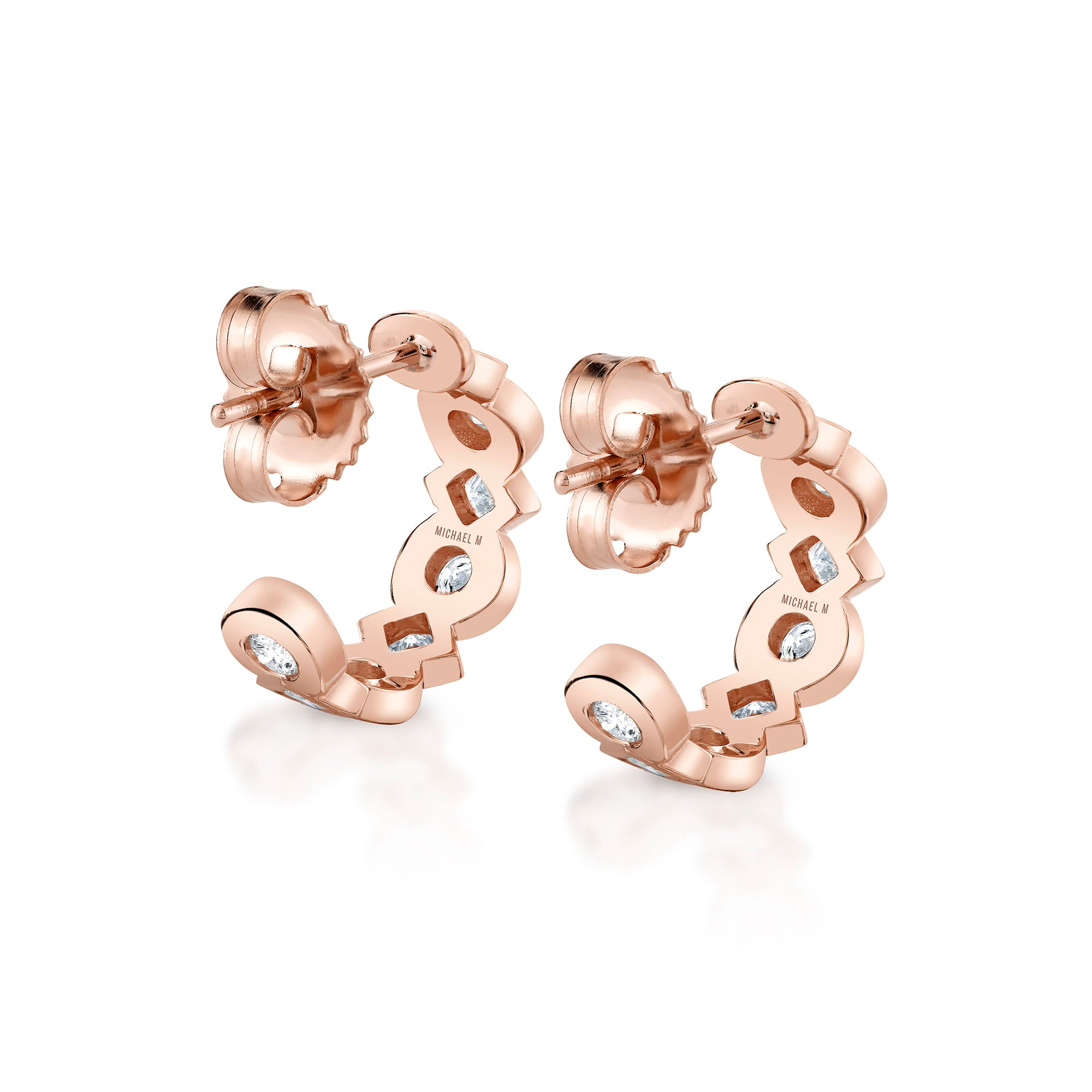 MICHAEL M Earrings Bezel Round and Princess Hoops