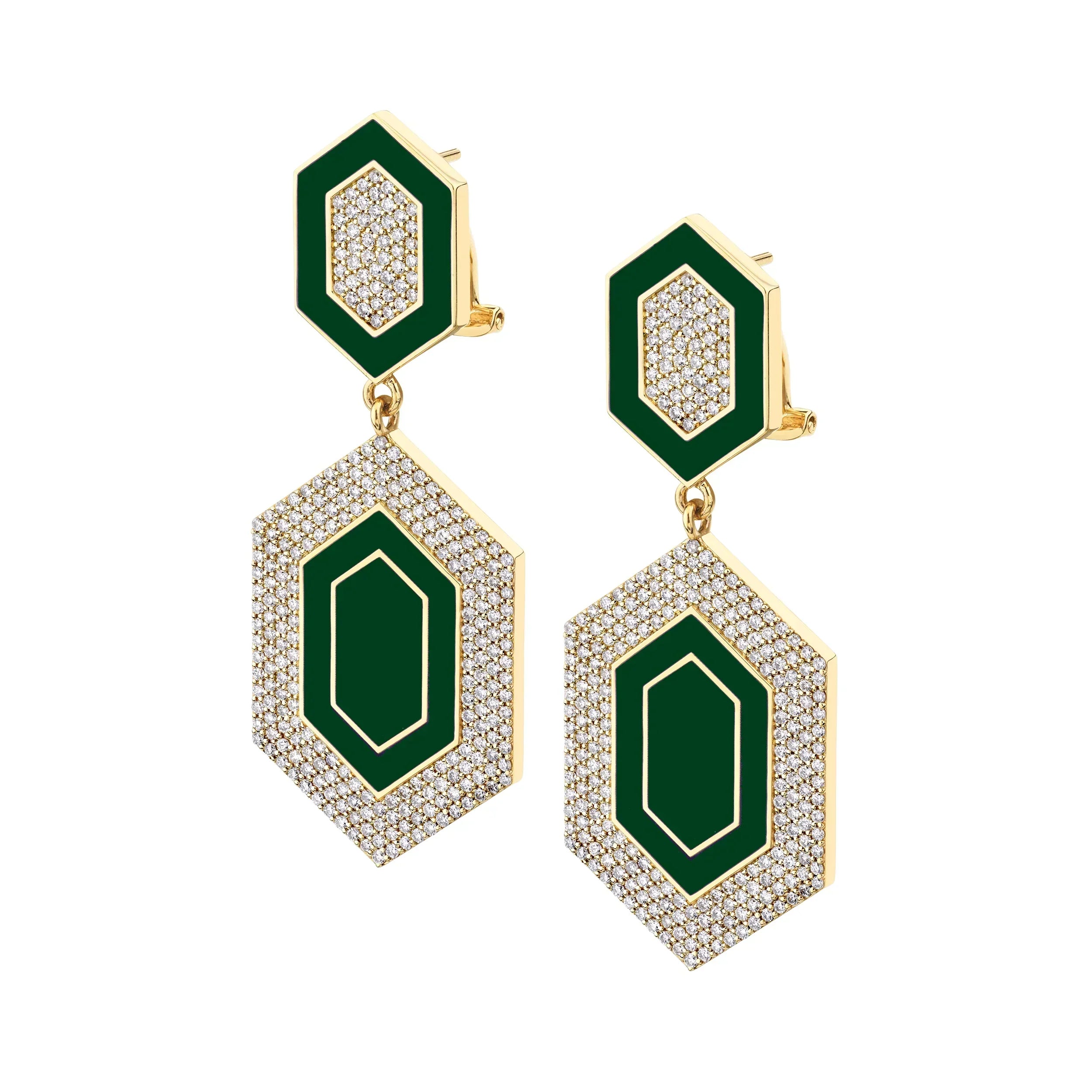 MICHAEL M Earrings Chroma Pavé Hexagon Cocktail Earrings