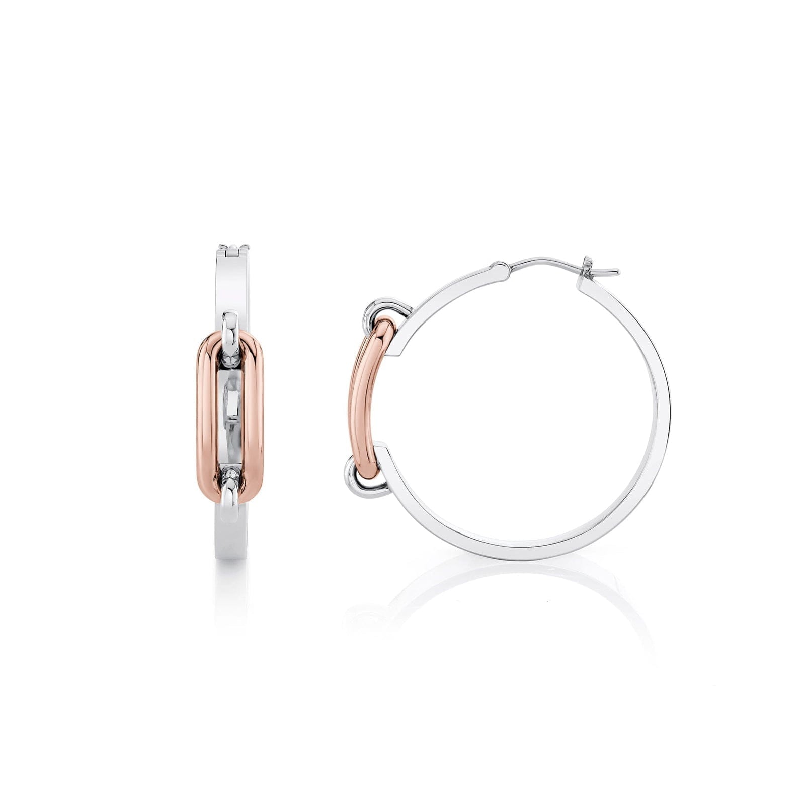 MICHAEL M Earrings Link Hoop Earrings in Gold & Silver