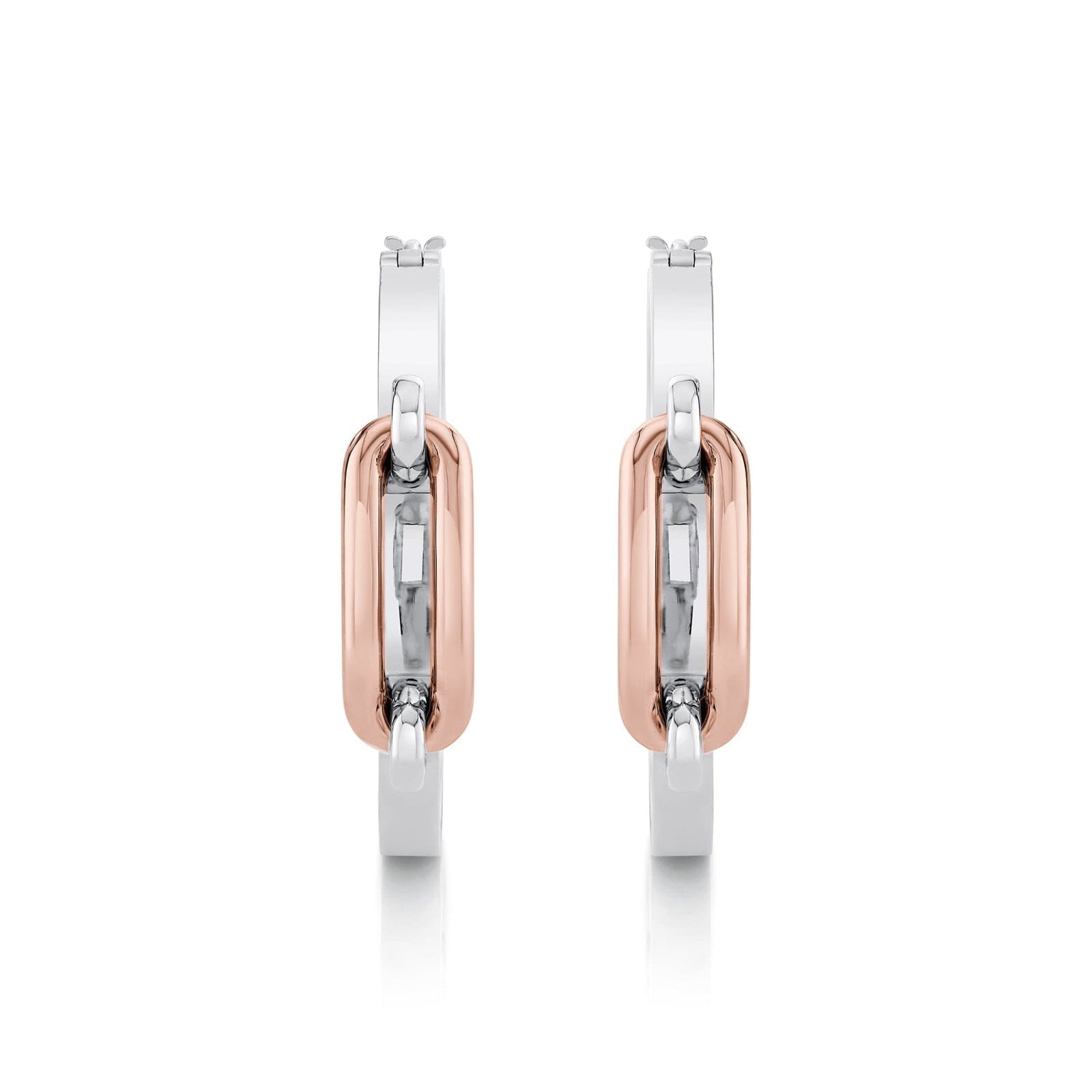 MICHAEL M Earrings Link Hoop Earrings in Gold & Silver