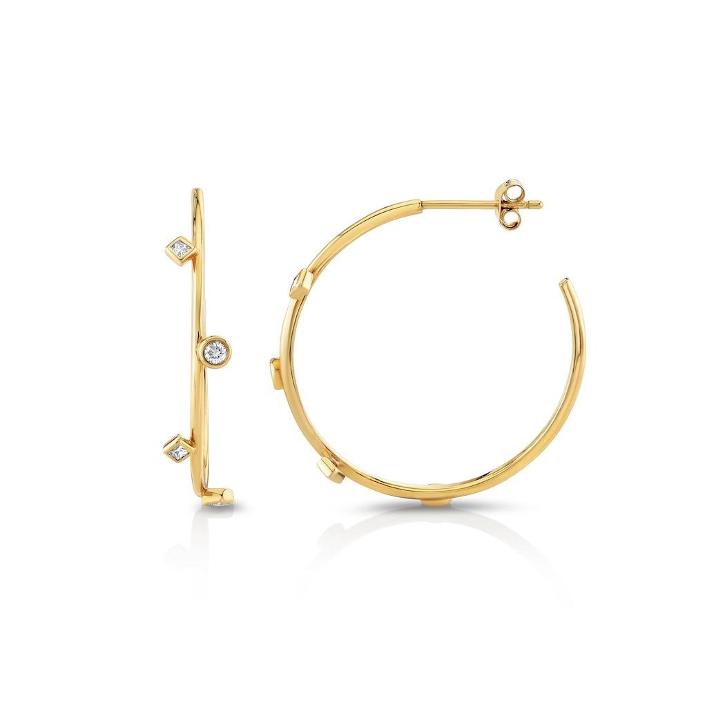 MICHAEL M Earrings Mixed Shape Bezel Hoops