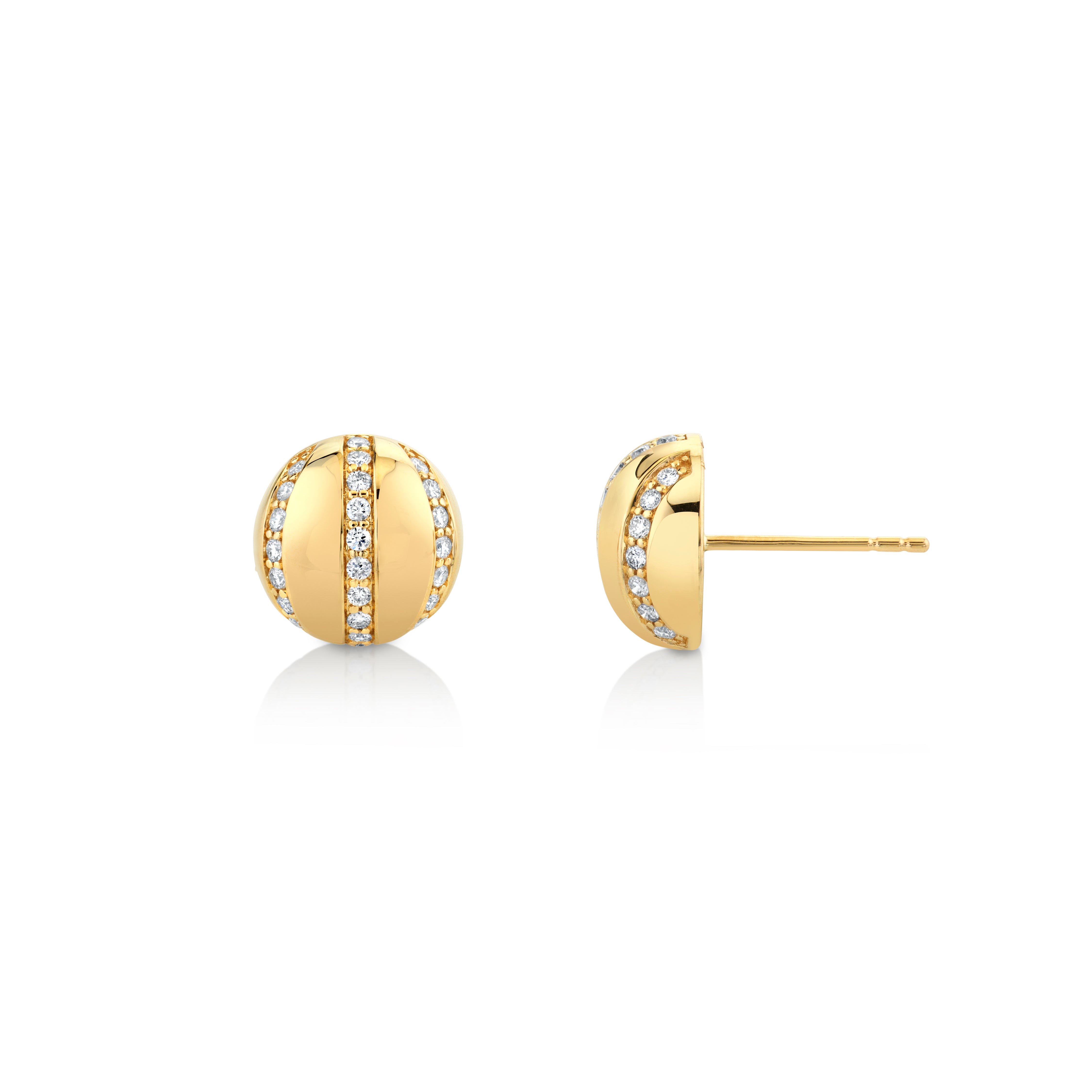 MICHAEL M Earrings Orb Stripe Button Studs